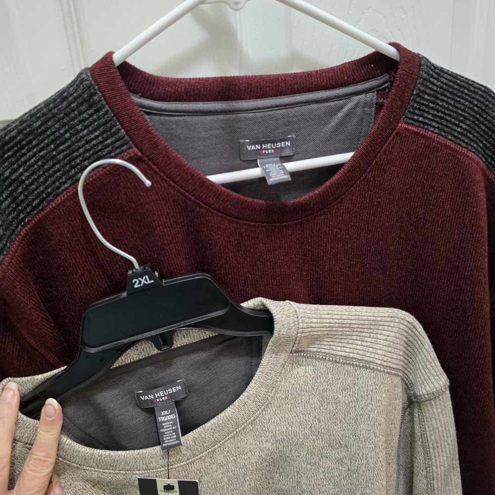 Van Heusen Men's Maroon Or Charcoal Xxl Sweater, Price Is For One